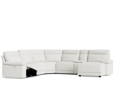 Kylie 5 seat corner modular with electric recliner, console & chaise