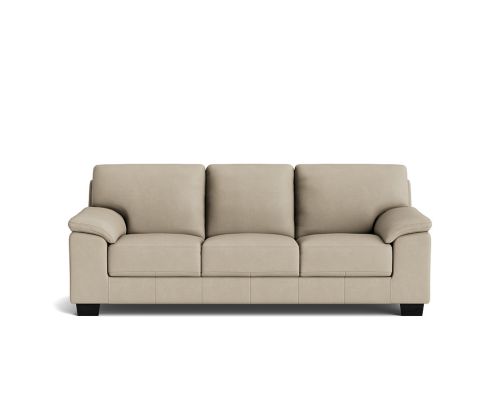 Hoffman leather 3 seat sofa in light grey 