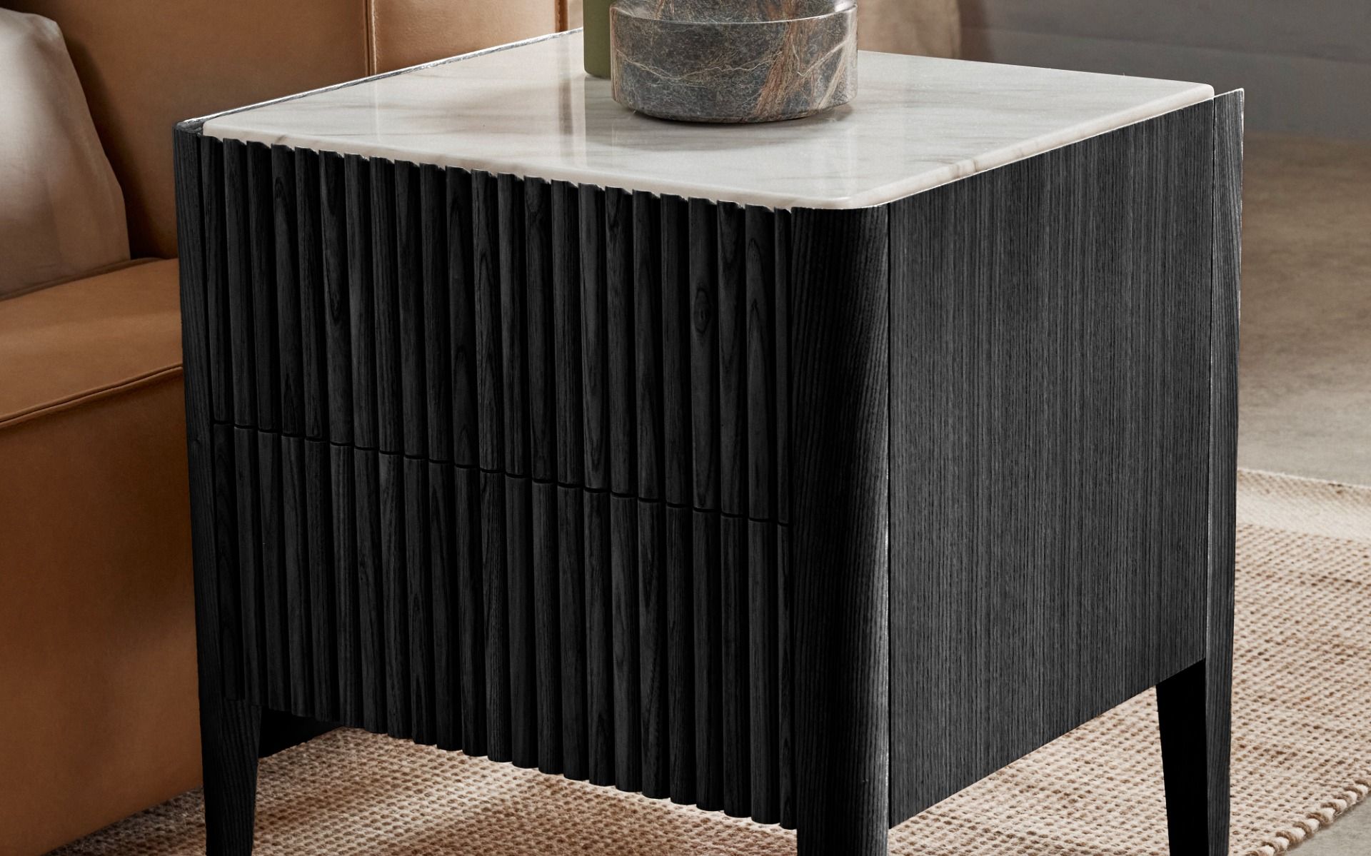 Bedside Table & Nightstand Black, White & Wooden Nick Scali
