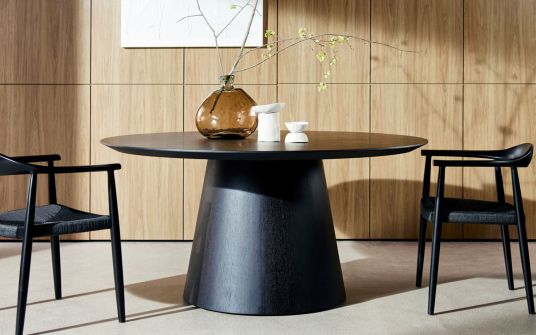 Francesca Round Dining Table with Oak Top