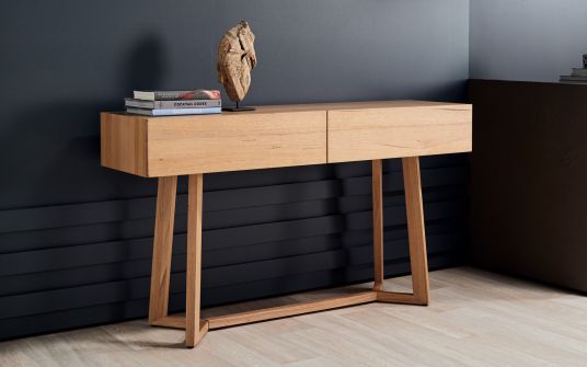 Tropea Oak Timber Console With Drawers