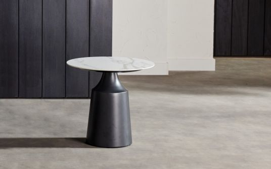 Blanch Lamp Table - Sintered Stone with Metal Base