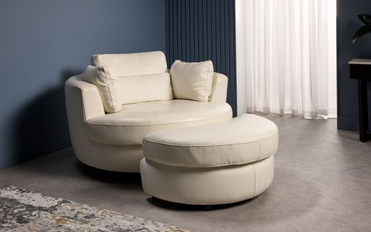 Selina Leather swivel armchair