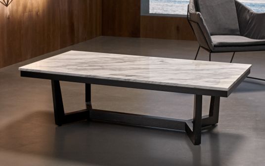 Provence marble and oak coffee table