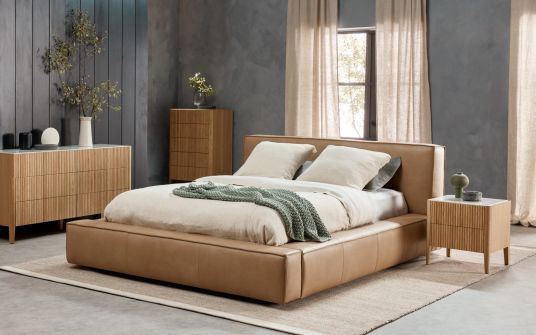 Westminster Queen Bed Frame in Nude Leather