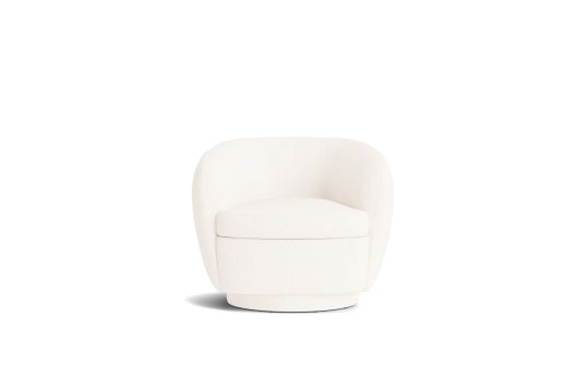 Cobble swivel armchair in coda fabric white