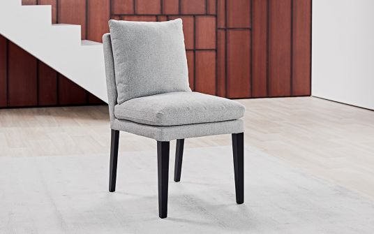 Bianca grey fabric birch wood dining chair