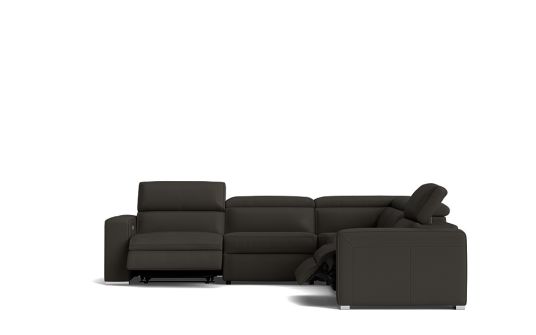 Eve 5 seat corner modular with electric recliners and adjustable headrests