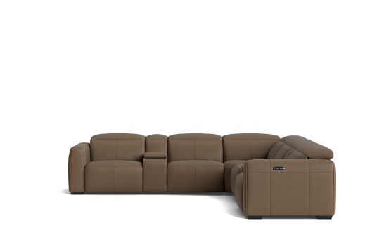 Norfolk 5 seat corner modular with electric recliners, electric headrests and consoles