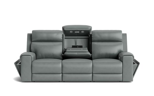 Harbour 3 seat dual electric recliners, electric headrests with drop down table, led lights & arm storage