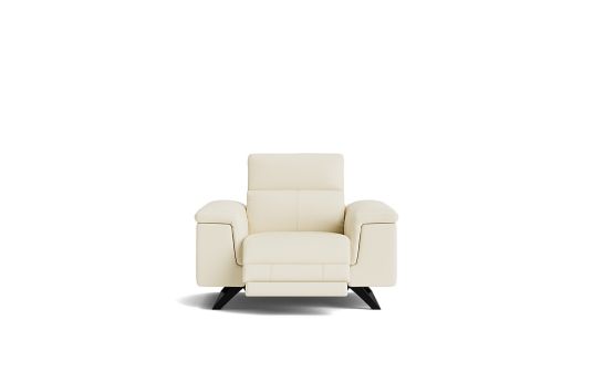 Everly Electric Recliner with Headrests in white leather 