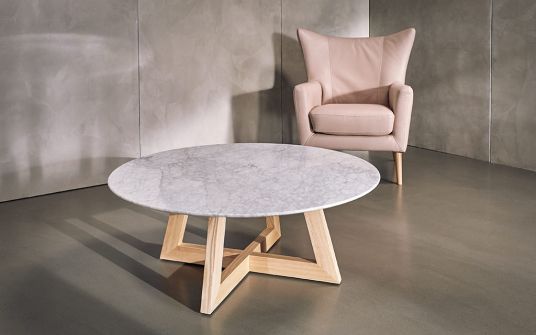 Marconi Carrara marble round coffee table