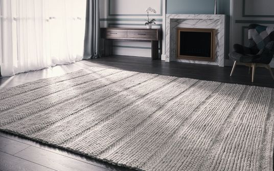 Russell ivory hand woven wool rug