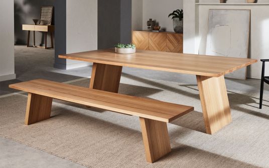 Slab timber dining table