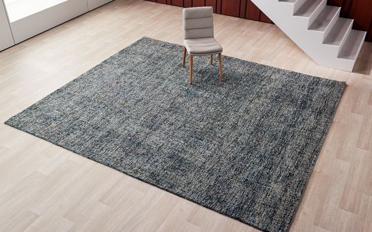 Talal indigo blue hand tufted wool rug