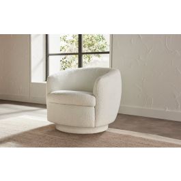 Cobble swivel armchair in coda fabric white
