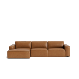 Denver 3 Seat & Left Facing Chaise in Dakota Leather Tan