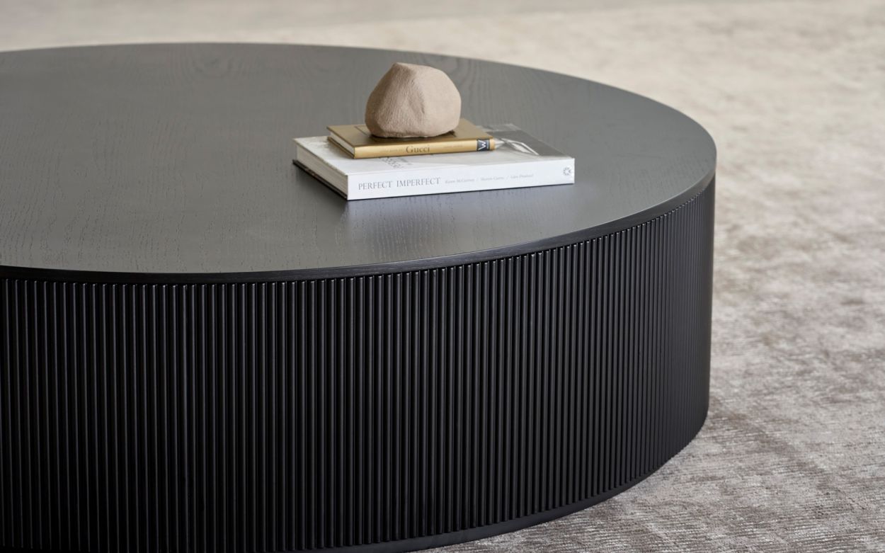 Black oak round coffee table store