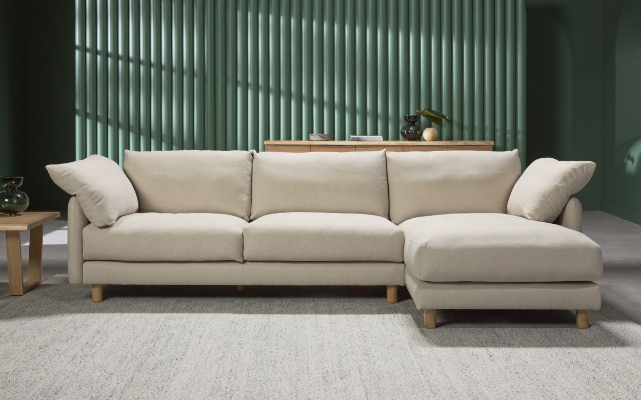 Milo upholstered sofa with hot sale chaise sectional