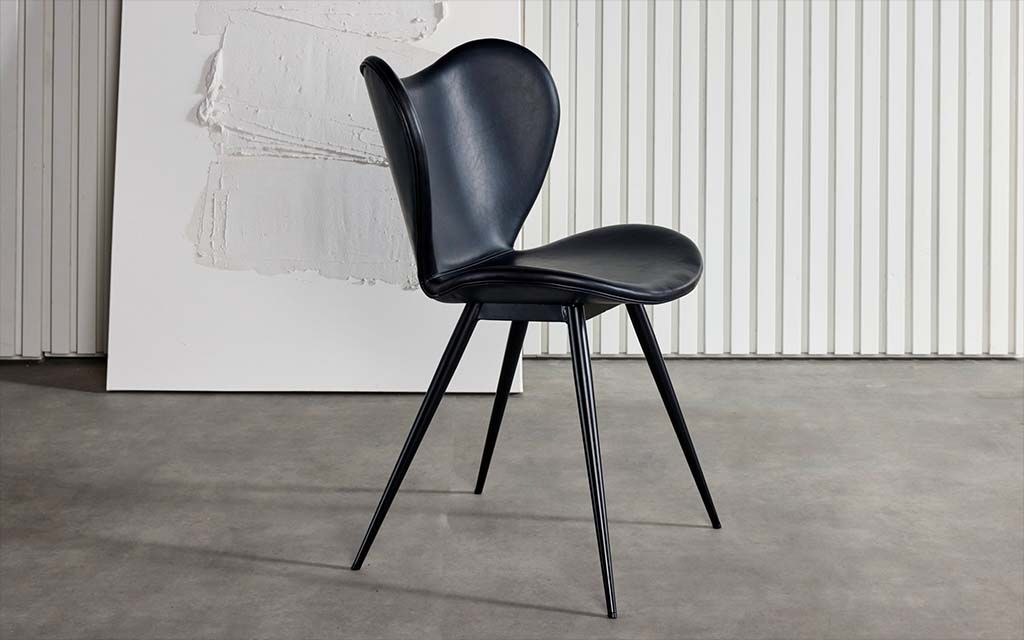 Alfie Dining Chair, High Back Black Leather Dining Chairs